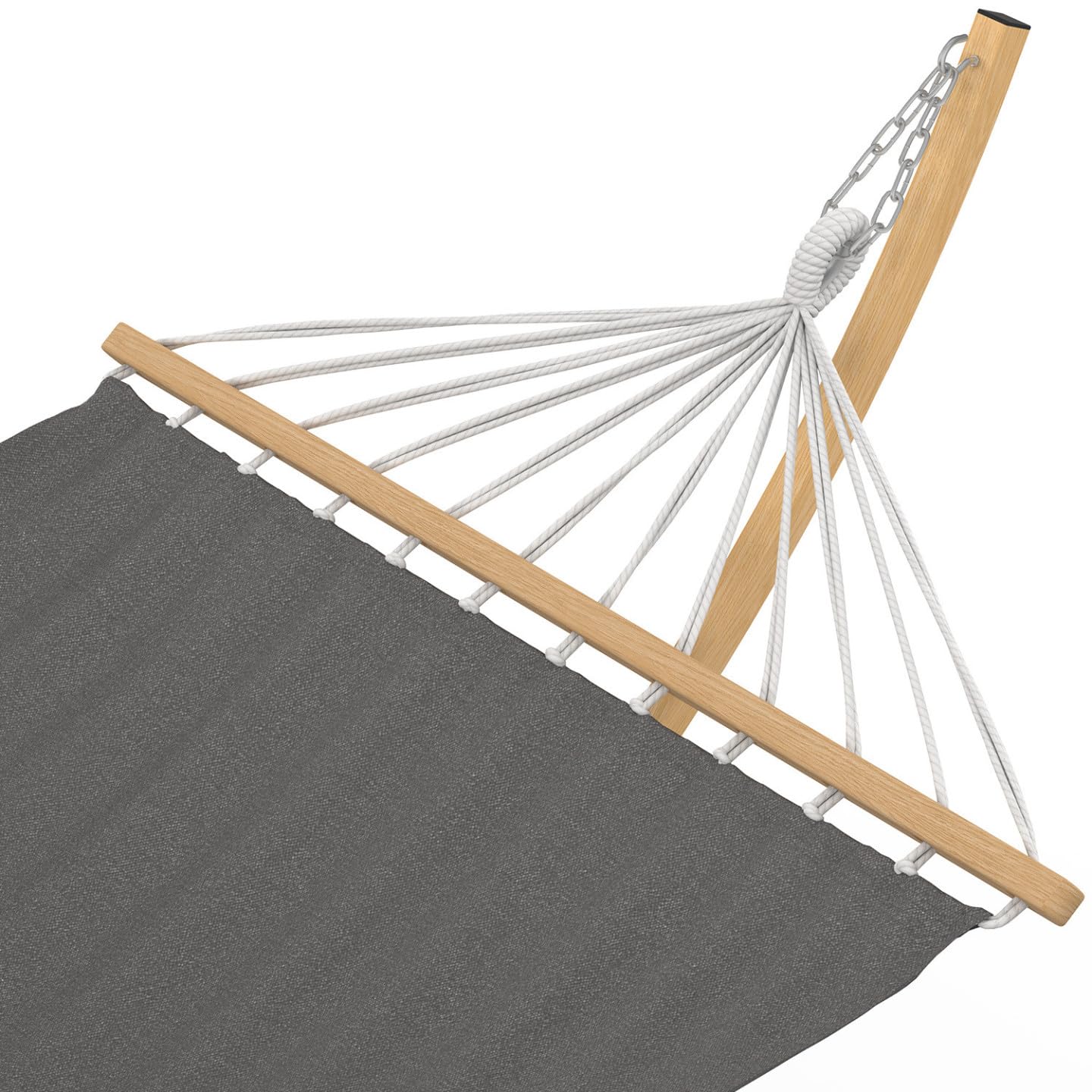 IDMarket - Amaca XL con supporto in metallo effetto legno e tela grigia