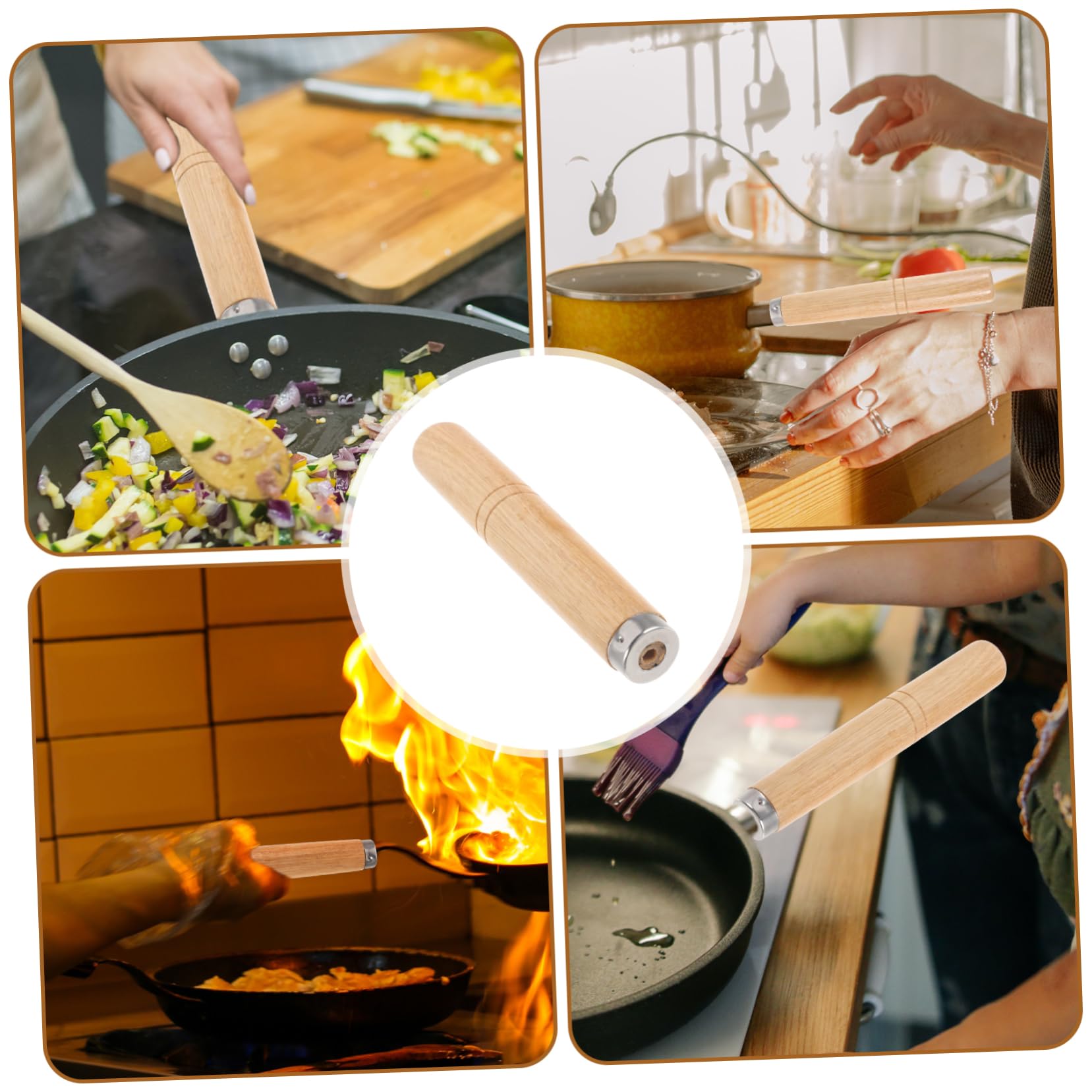 NAMOARLY Wooden Pot Handle Replacement Ergonomic Grip for Sauce Pan Wok Pan Handle