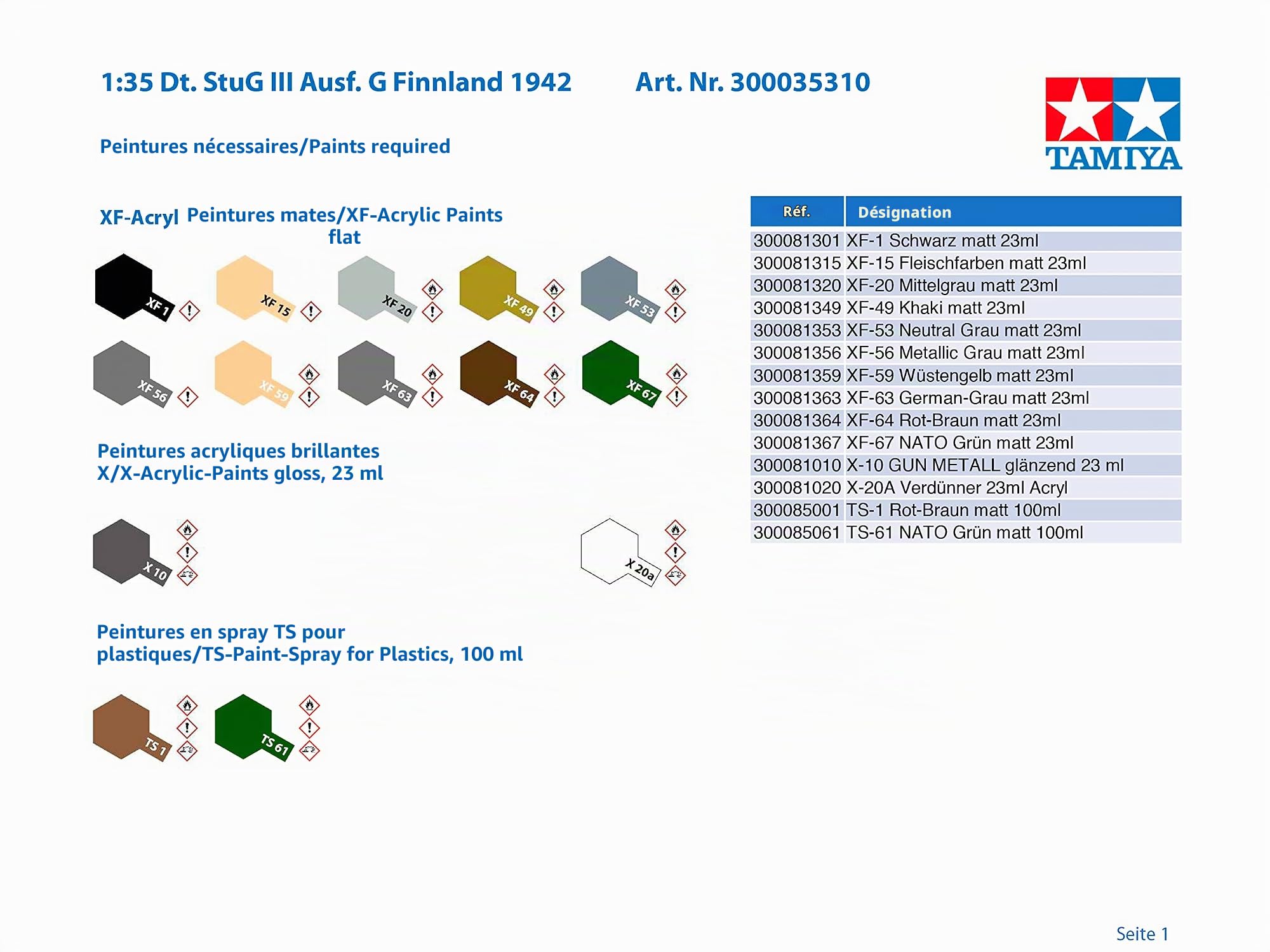 Tamiya - 35310 - Maquette - Sturmgeschütz III Ausf G Finlande - Echelle 1:35