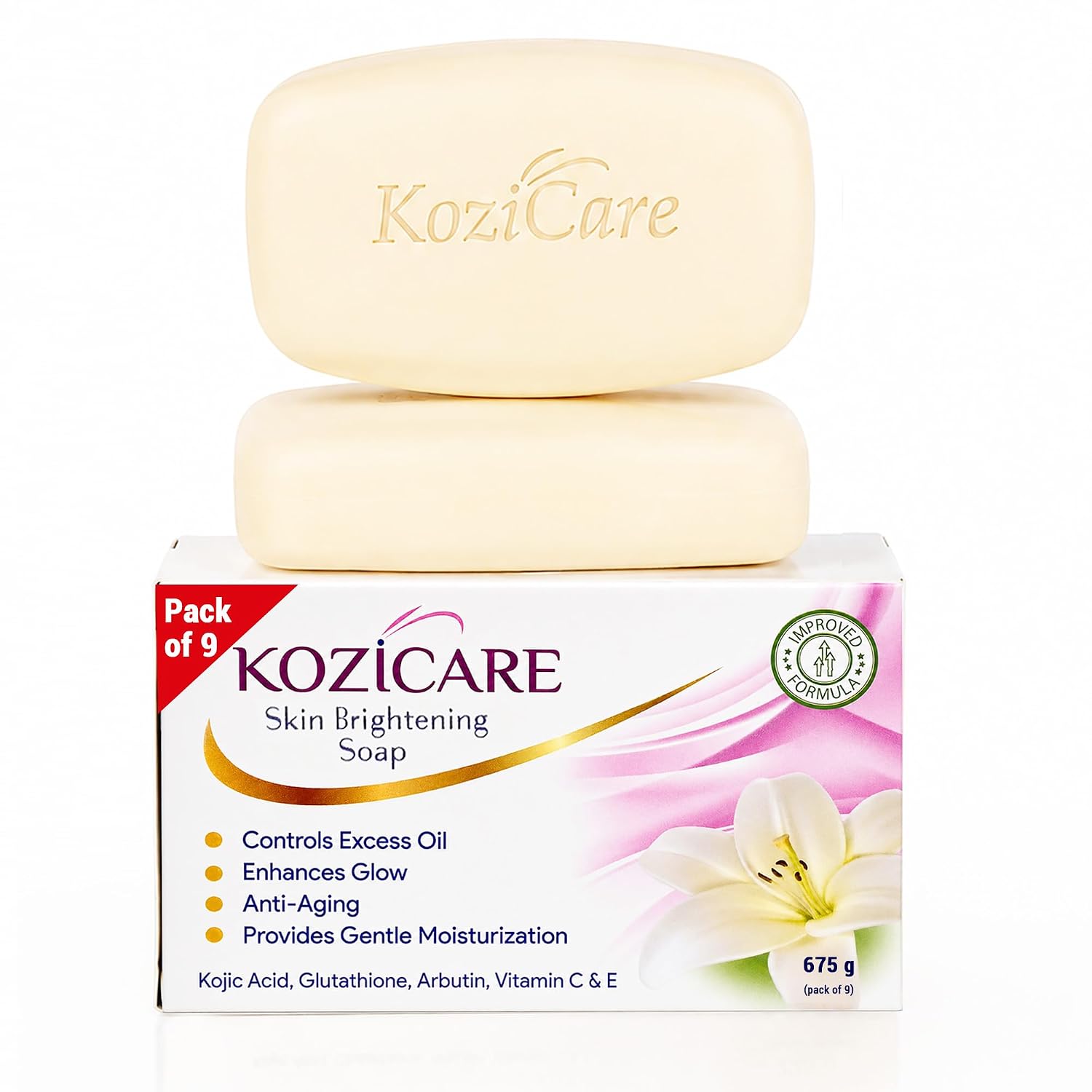 HealthVit Kozicare Skin Lightening Pack of 9 · 75 g (675 g total) - Image 1