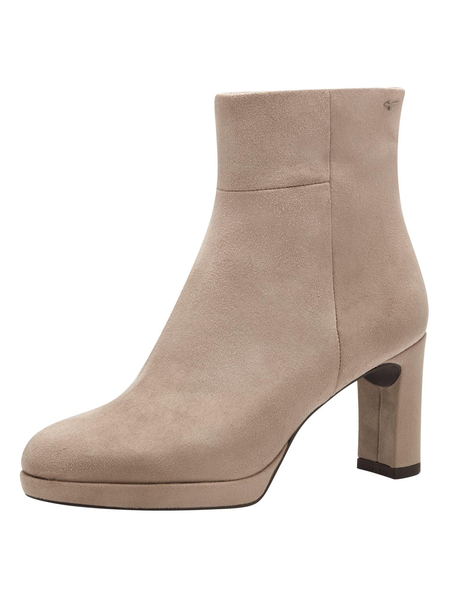 Tamaris Women's Textile Block Heel Ankle Boots, taupe, 8 UK