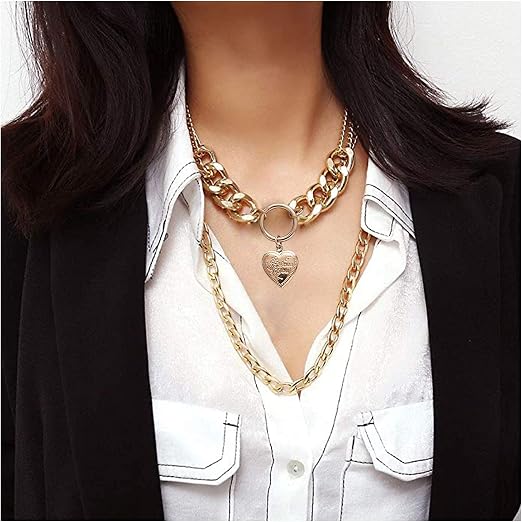 5 Pack Gold Layered Metal Chain Chunky 