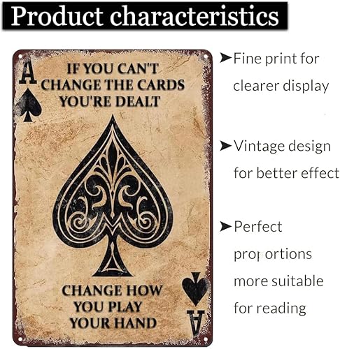 Miniatura 3 de Ace of Spades Poker - Cartel de metal con texto en inglés "Change Play", decoración de pared, arte de pared, decoración de habitación, pintura de
