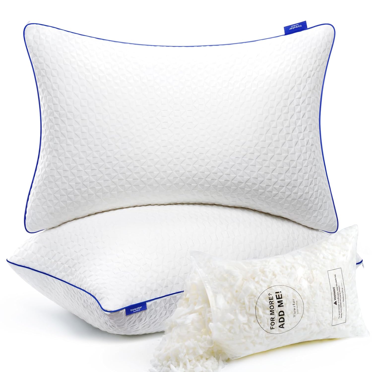 viewstar Bed Pillow for Sleeping 2 Pack, Adjustable Memory Foam Pillow