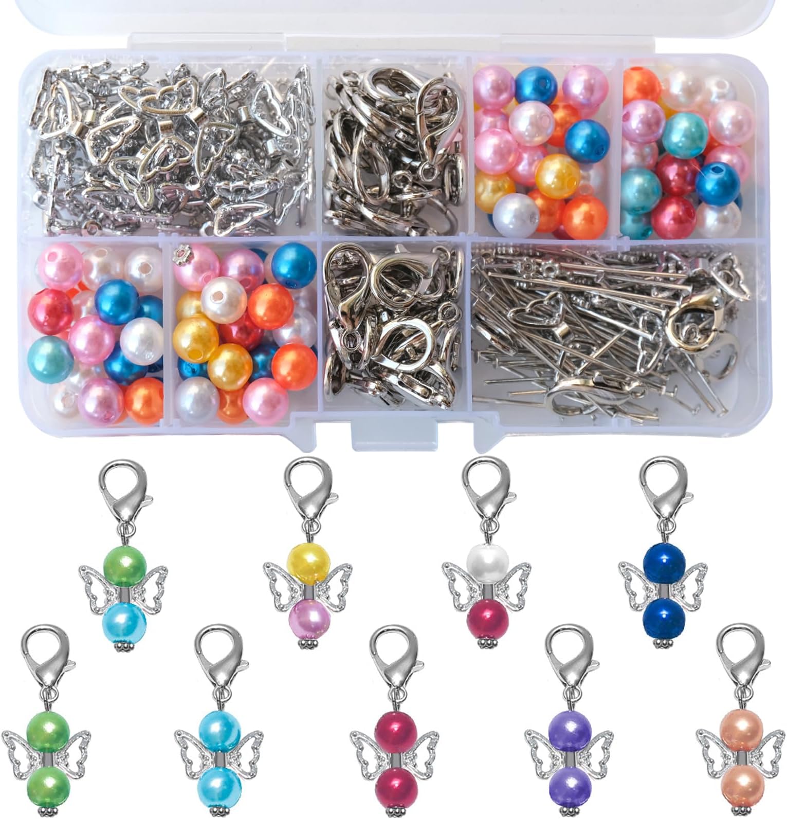 TAKONE Blaues Strumpfband Hochzeit Set - Mit Karte & Schutzengel Anhänger