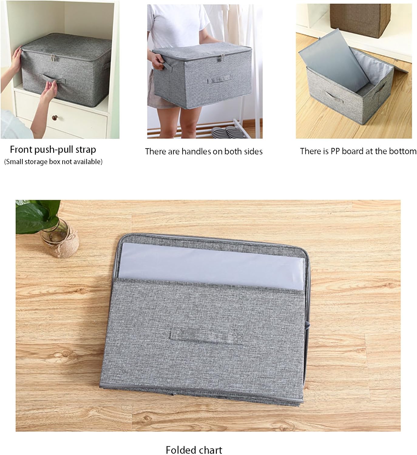 Storage Bins with Lids, Foldable Clothing Storage Box case with Handle, Storage Containers for Organizing Bedroom, Closet, Clothing, Comforter,Beige,Large