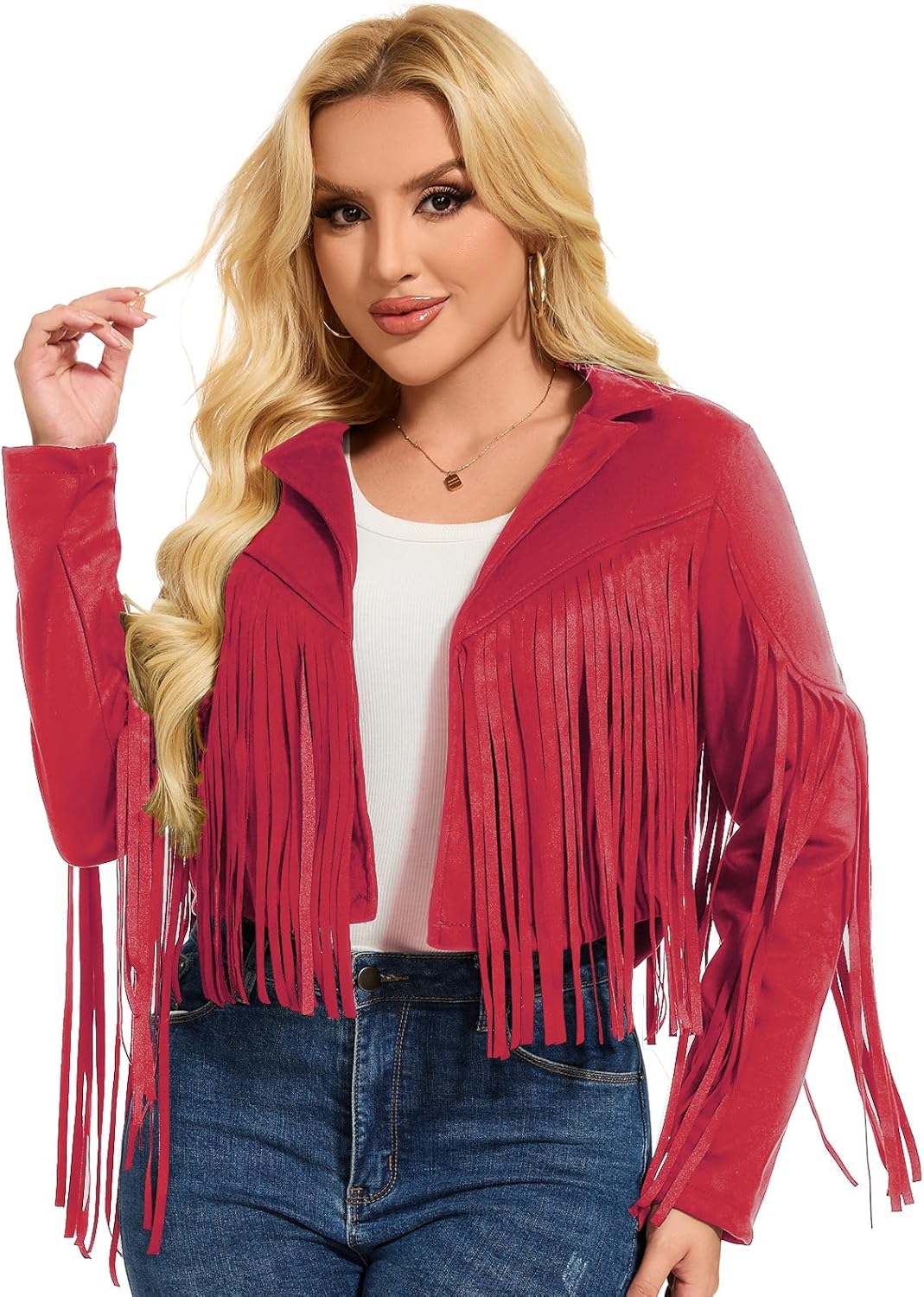 ATAMET Women's Faux Suede Leather Coats For Women Trendy Fall Western Fringe Jacket Tassel Motorcycle jacket Halloween