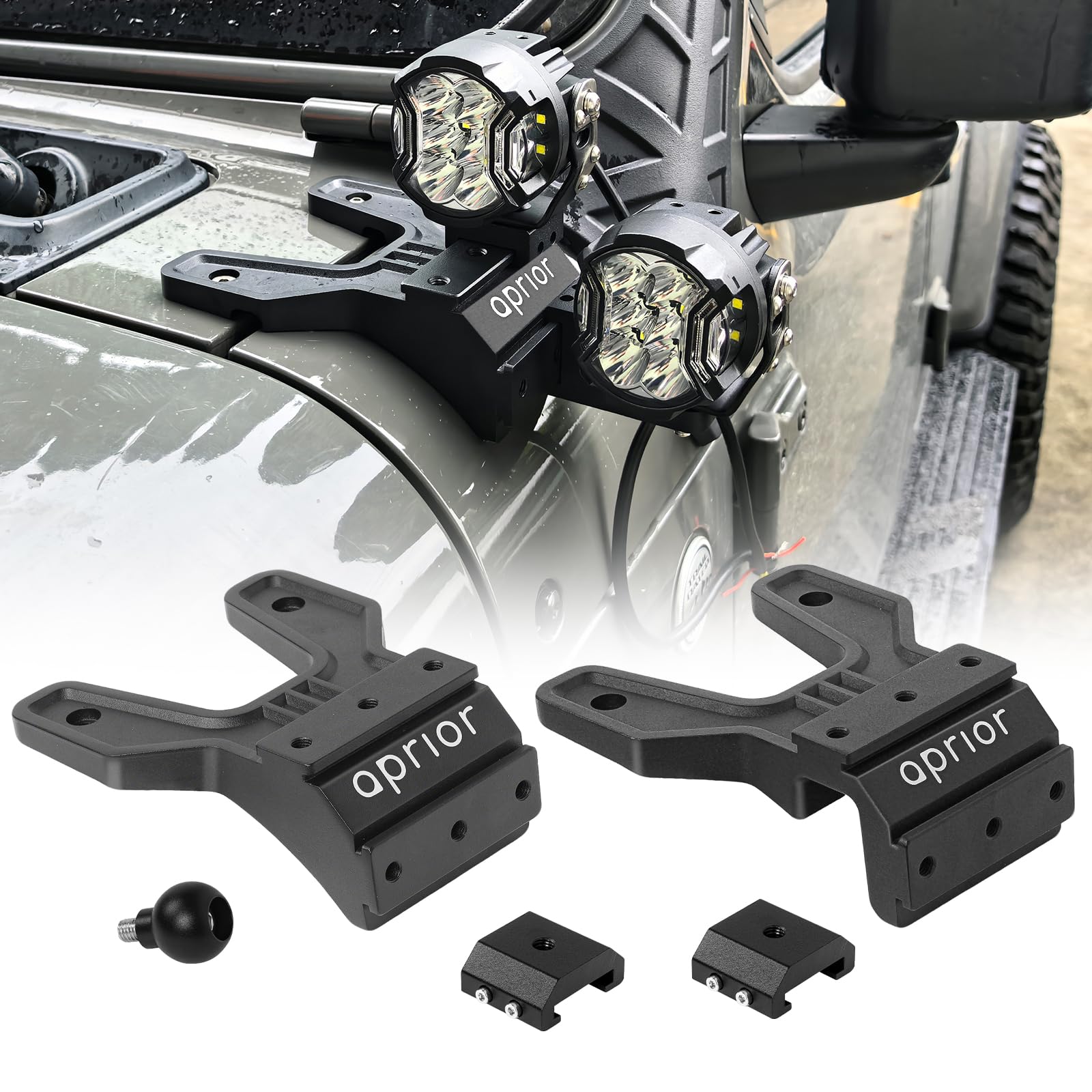 Photo 1 of Dual A-Pillar Light Mounts for Jeep Wrangler JL/JLU &Gladiator JT 2018-2025
