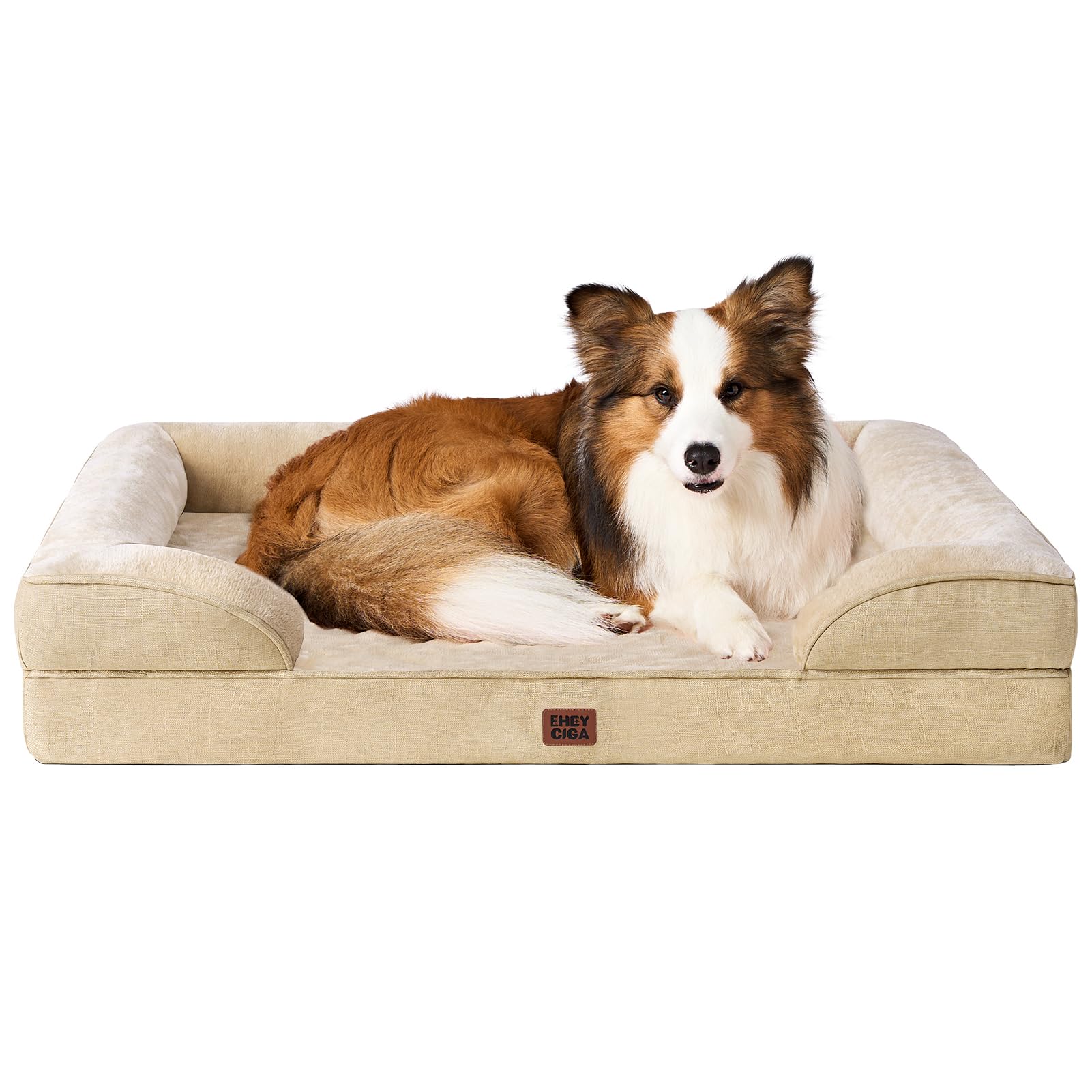 EHEYCIGA Orthopädisches Hundebett, Memory Foam Hundekorb, Waschbar Hundesofa Wasserdicht rutschfest, Hundecouch mit Hohem Rand