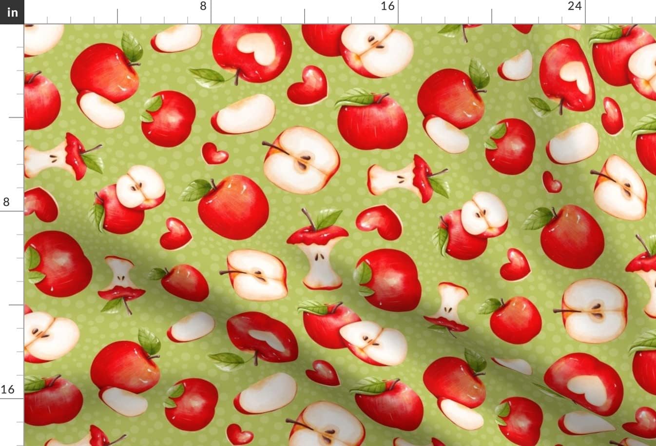 Spoonflower Fabric - Red Apples Green Farm Summer Fruit Teacher Kitchen Printed on Minky Fabric by The Yard - Sewing Baby Blankets Quilt Backing Plush