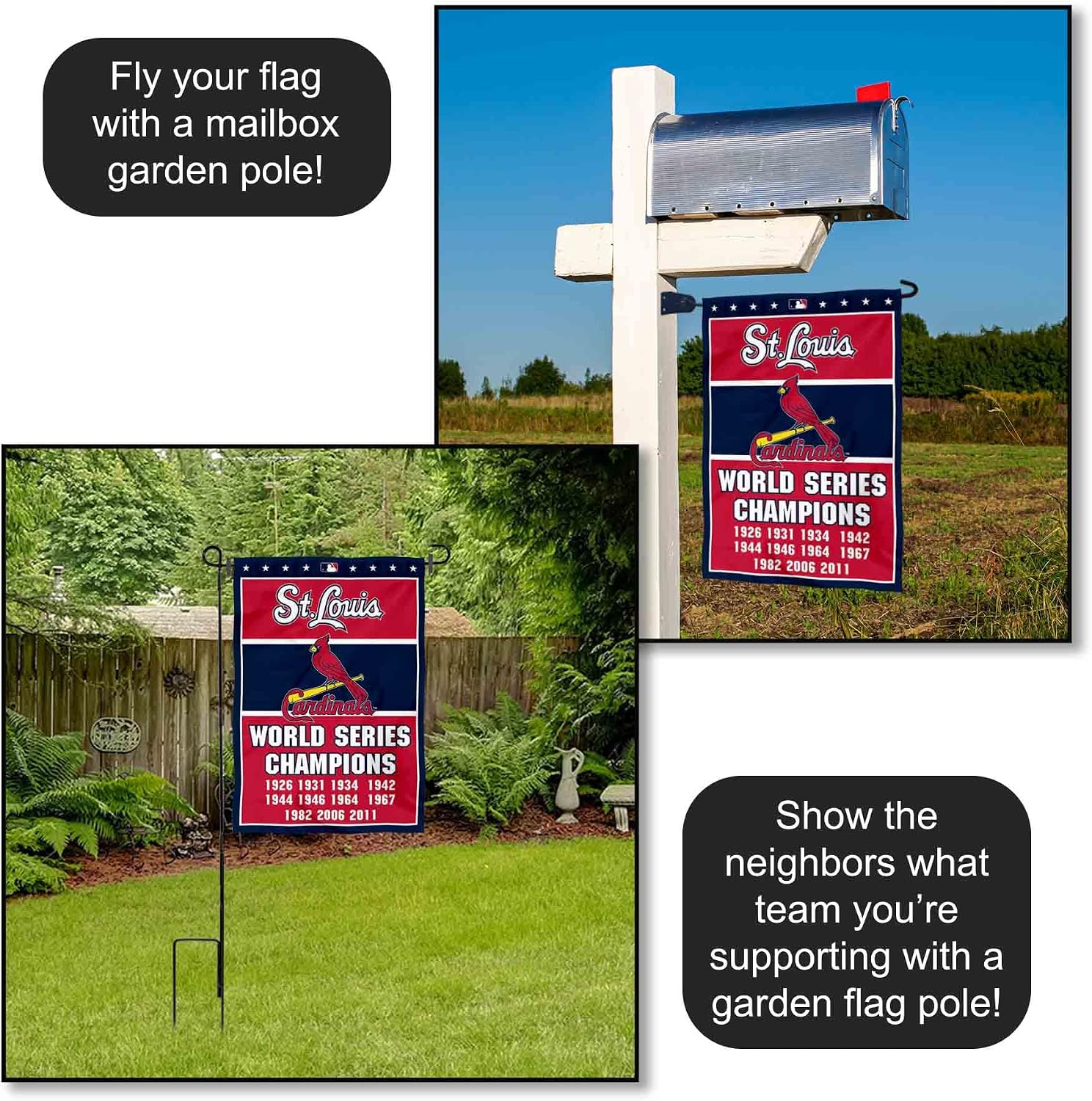 St. Louis Cardinals 11-Time Champions Double Sided Garden Flag