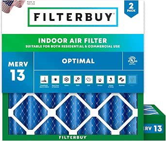 Filterbuy 23.5×23.5×4 MERV 13 Pleated Air Filter – Smoke & Allergy