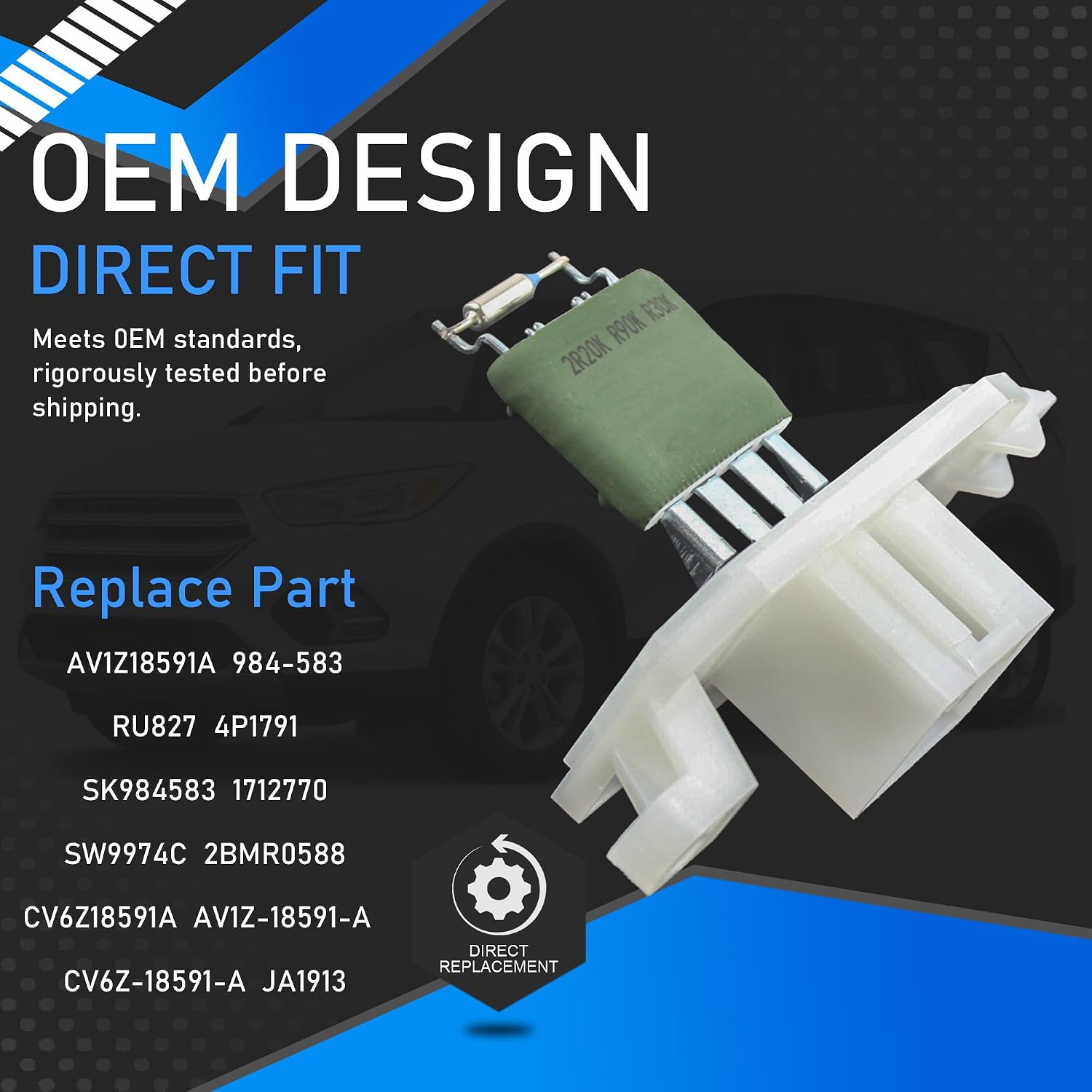 HVAC Blower Motor Resistor Compatible with 2013-2018 Ford Fiesta Escape 2014-2018 Ford Focus Transit Connect 2015-2018 Transit 150 250 350 350HD Replaces AV1Z18591A 984-583 RU827