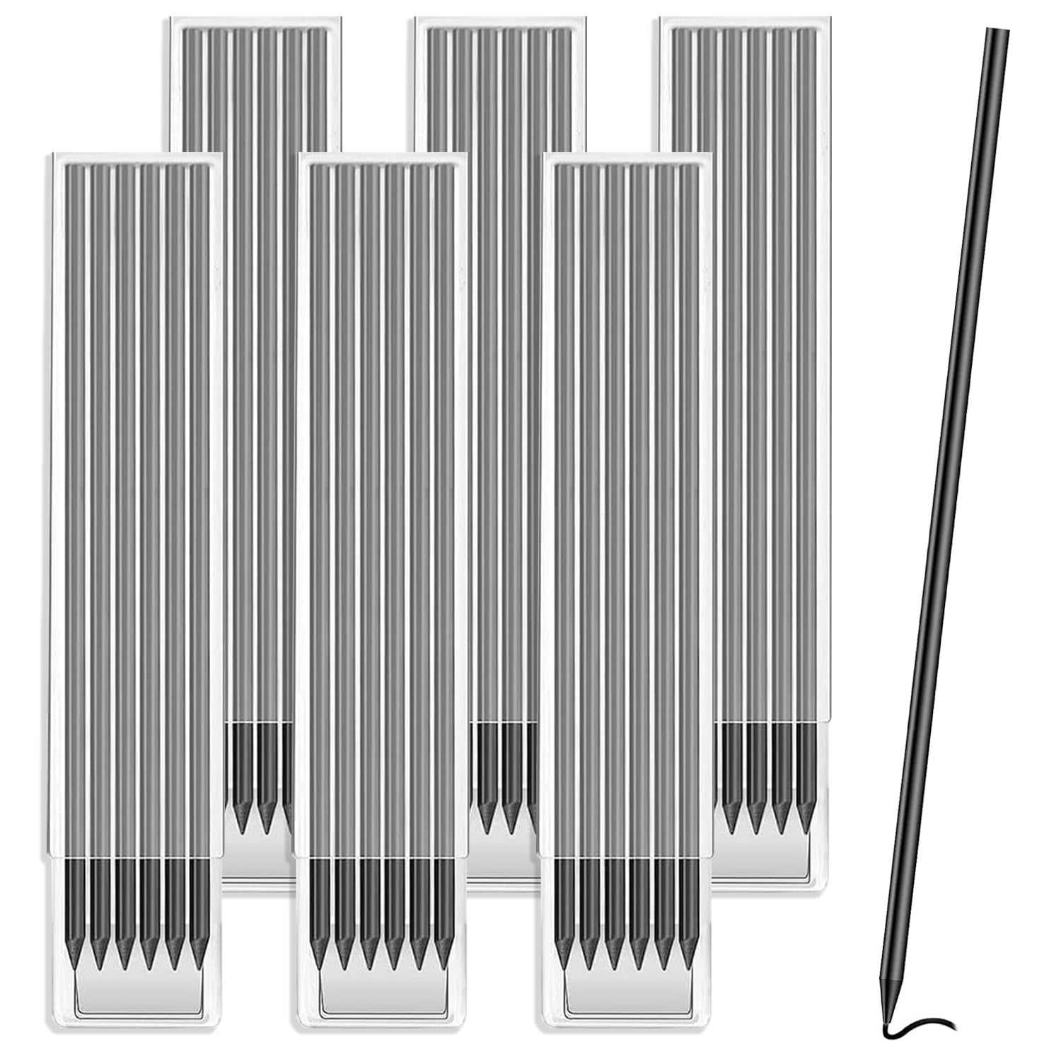 Pencil Refills 36 Pcs Black Pica Pencil Lead Refill 2.0mm Lead with Storage Case for Carpenter Drafting Sketching Drawing Art Design