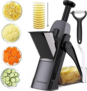 Safe Mandoline Slicer for Kitchen, Adjustable Thickness 0.1-8 mm, Profes...