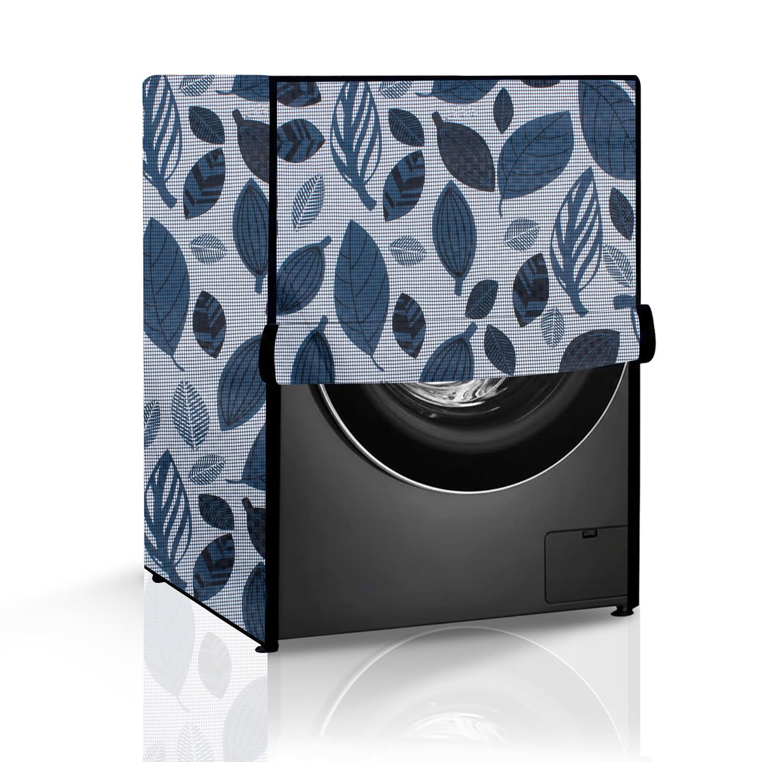The Furnishing Tree Fully Automatic Front Load Washing Machine Cover | Waterproof & Dustproof | Easy to Clean | Inlet & Outlet Pipe Provision | Durable & Wipeable, Ditzy Grey, PVC, (63x61x86 CM)