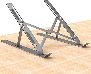 Portable Laptop Stand, Adjustable Tablet Notebook Stand for iPad, MacBook Pro, Laptop Desk Riser Foldable Notebook Cooling Stand for MacBook, Dell, Asus, Lenovo etc. – Grey