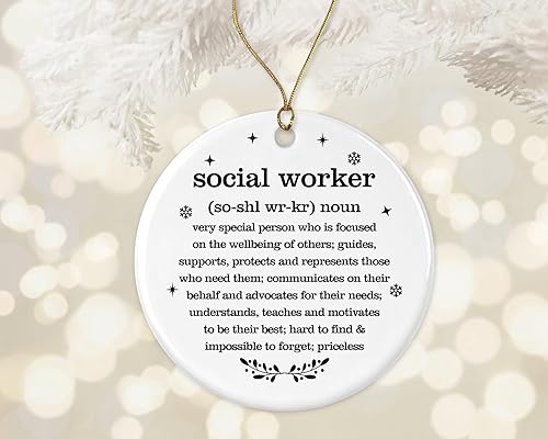 Adorno de Navidad para trabajador social, regalo de diccionario de definición de trabajador social, mejor trabajador social de todos los tiempos,
