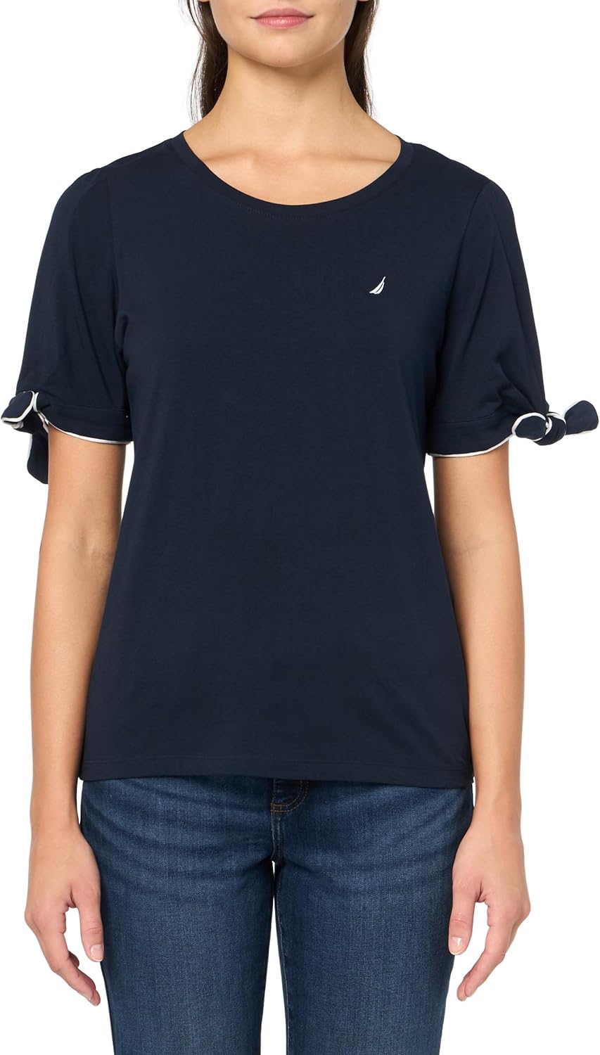 Nautica Womens Short Sleeve Cotton Solid T-Shirt