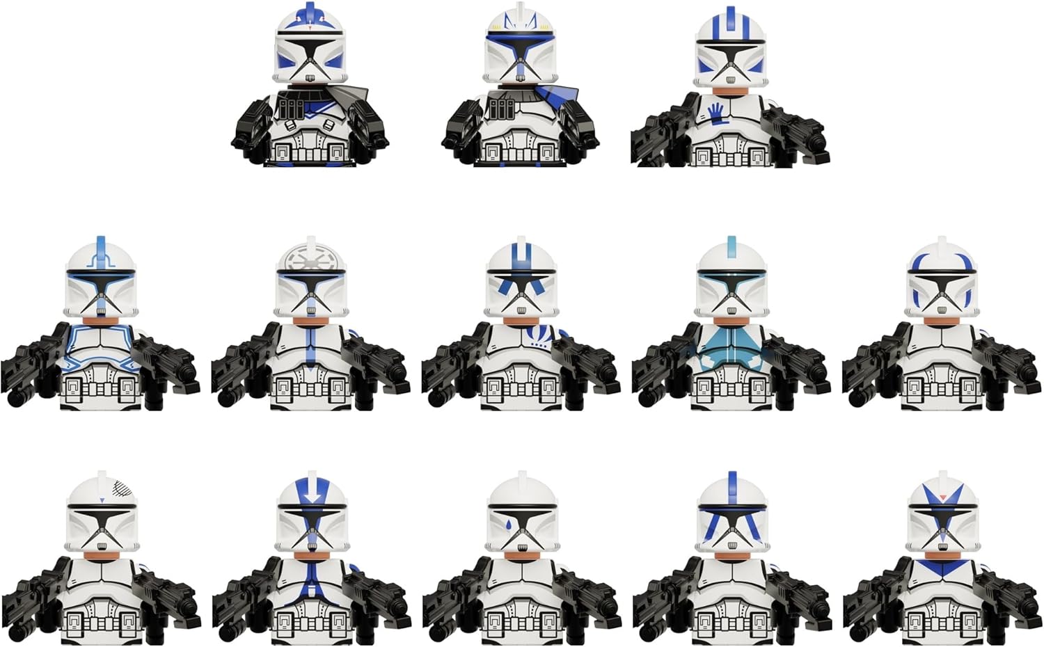 13pcs 501st Phase 1 Clone Troopers Set Assortment, 13 Figures, Battle Pack with Accessories