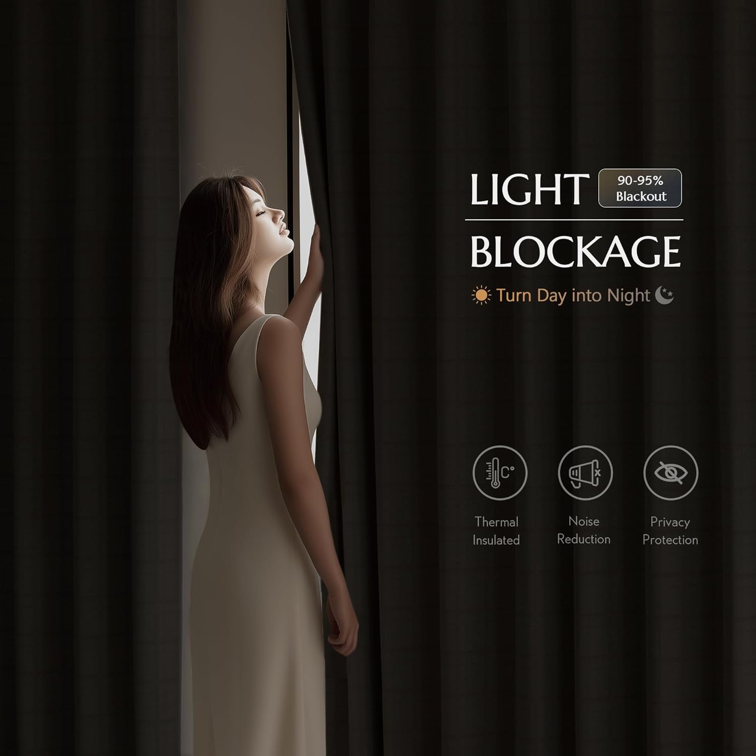 Beauoop Beige Plaid Jacquard Blackout Curtains 96 Inches Long 2 Panels for Bedroom Living Room Gingham Checkered Room Darkening Thermal Insulated Soundproof Grommet Window Drapes, 52x96 2 Set