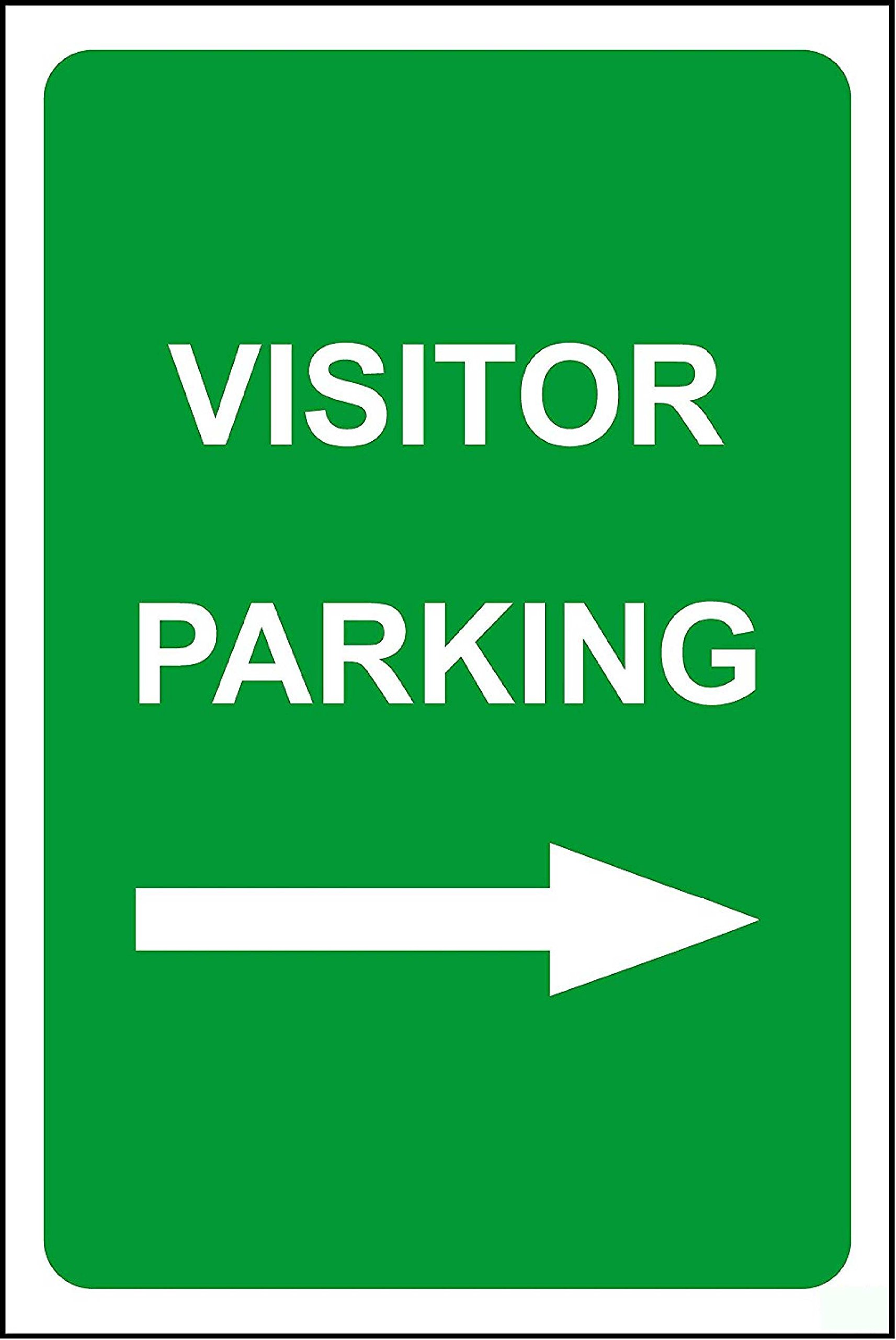 Visitor parking arrow right safety sign - 3mm Aluminium sign 300mm x 200mm
