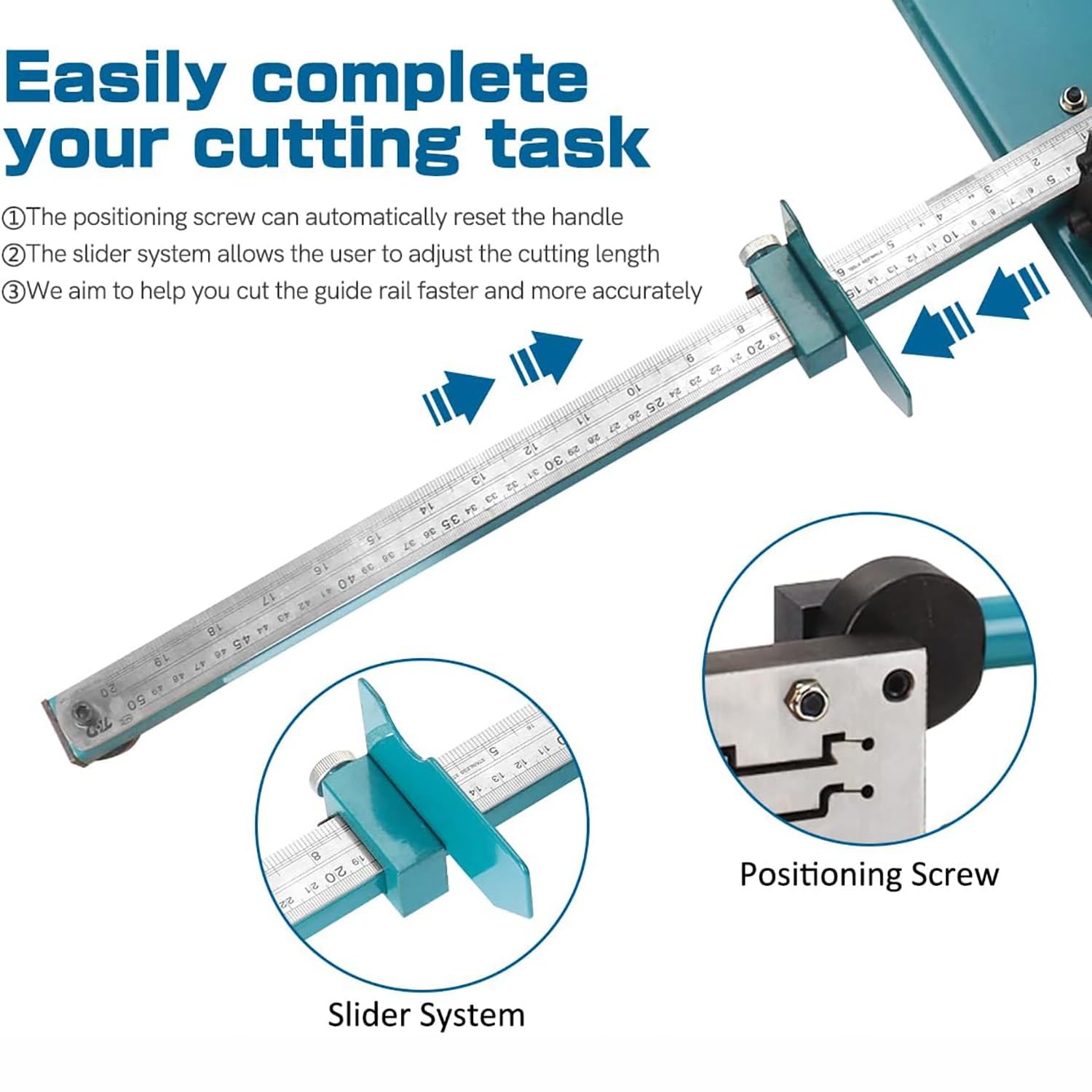 Herramienta de corte manual de riel DIN – Máquina de corte de tronco con regla de 50 cm y guía manual para cortar aluminio ranurado