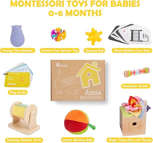Miniatura 2 de Juguetes Montessori 8 en 1 para bebés de 0 a 6 meses, juguetes para bebés de 0 a 6 meses, tarjeta blanca y negra para recién nacidos, juguetes de