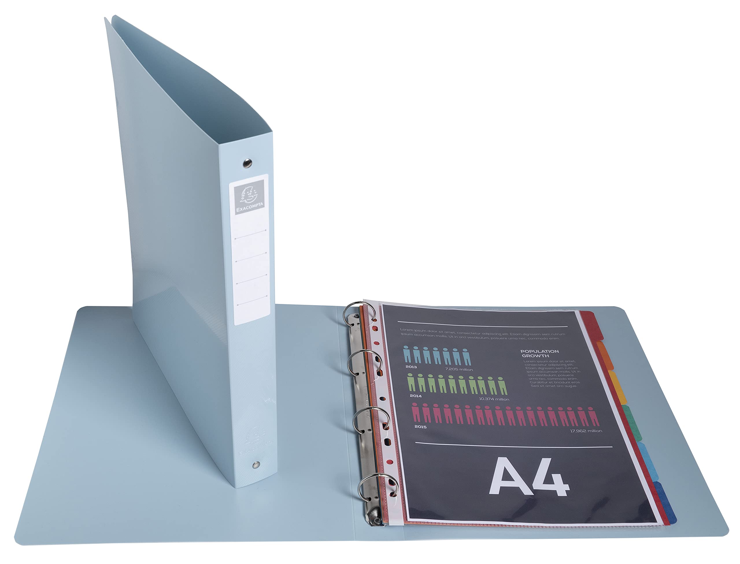 Exacompta 51140E Ringbücher 4er Pack - DIN A4, 30 Mm Füllhöhe Aus Recycling-Kunststoff