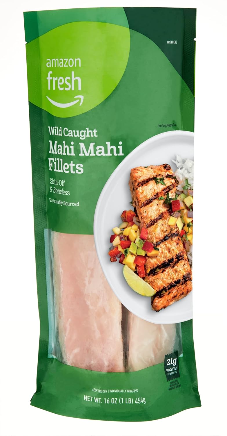 Amazon Fresh Brand Wild Caught Mahi Mahi Fillets, 1 lb (Frozen) Grocery