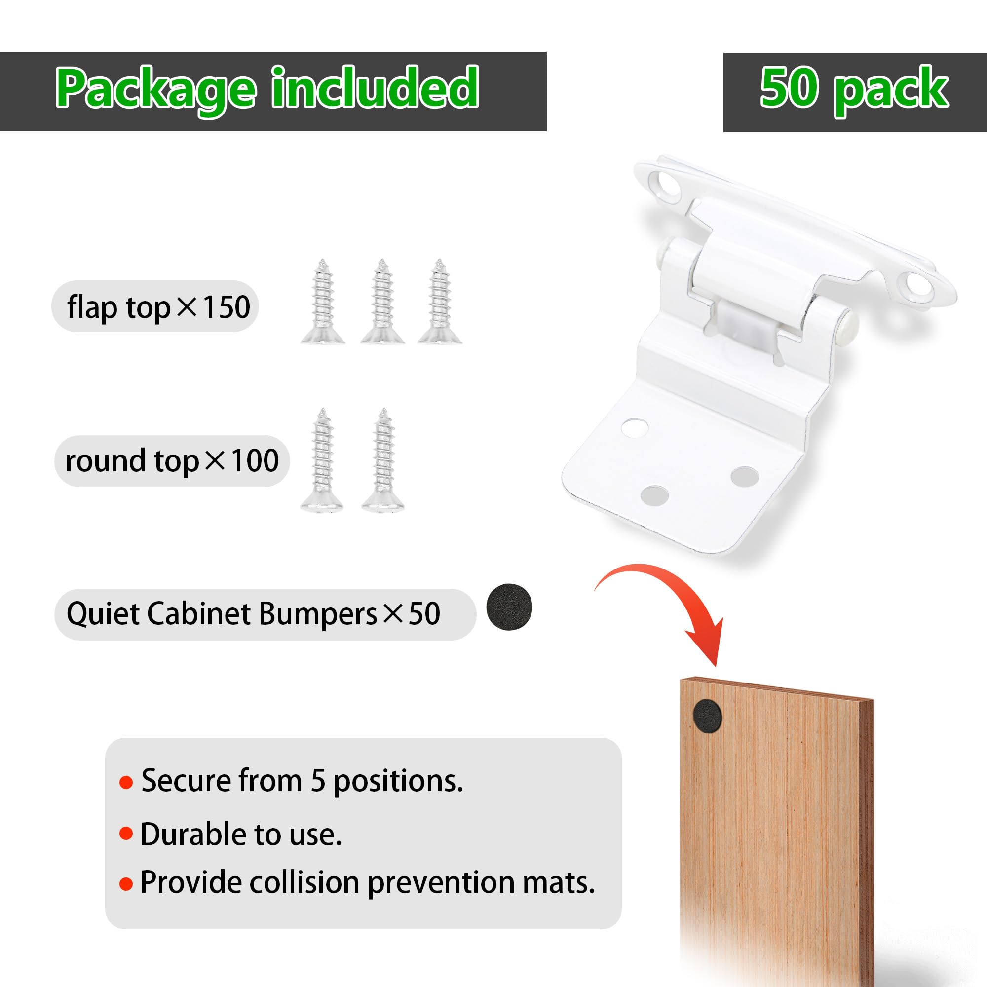 Inset Cabinet Hinges - 50 Pack Self Closing -4 Inset Cabinet Hinges - 50 Pack Self Closing -4