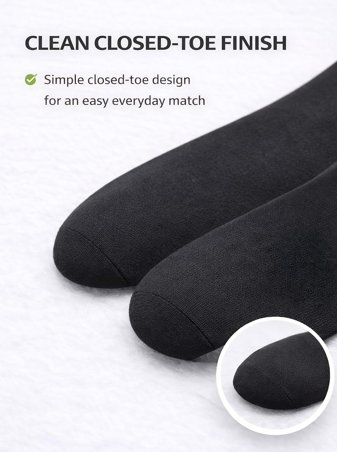 Women's Thigh High Socks, Stay-Up Silicone Grips, 80D Black | Opaque finish, over-the-knee length, designed for petite frames and slim legs