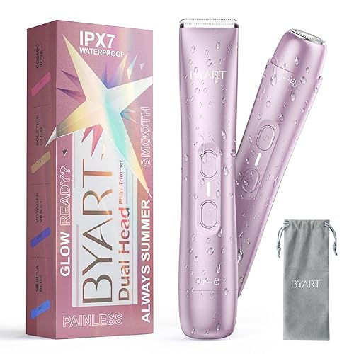 Miniatura 10 de Recortadora de bikini de doble cabeza para mujer, maquinilla de afeitar eléctrica para cabello corporal y facial, IPX7 impermeable, hoja de cerámica