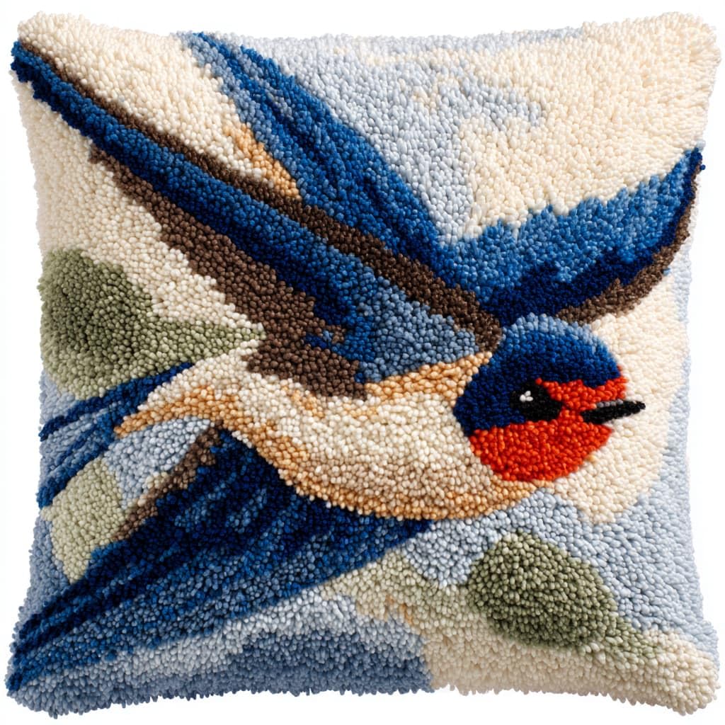 WallustrioaW Latch Hook Pillowcase Embroidery Kit,Animals Birds