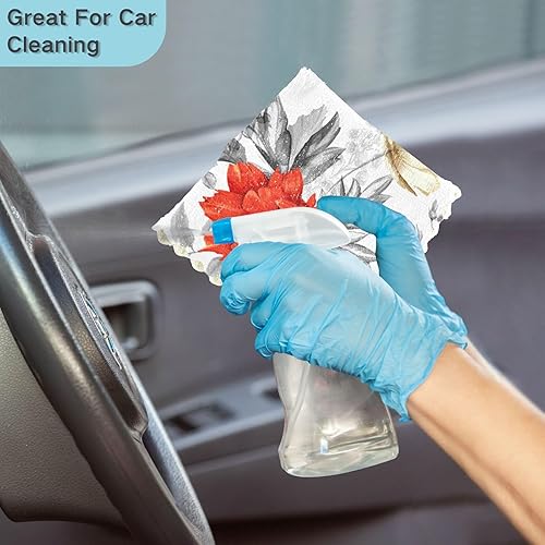 Miniatura 7 de Poppy Wild Flower Nightingale Bird Cotton Decor Dish Clothes for Washing Dishes Absorbent 6 Pack Microfiber Absorbant Towel for Bathroom