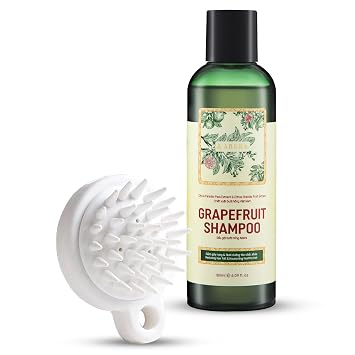 New Abera Grapefruit Hair Growth Shampoo for Damaged, Weak, Hair Loss and Thinning Hair with Citrus Paradisi Peel Extract, Flavonoids, Vitamin C, Repairs & Strengthens Hair, Scalp Brush, Fl Oz 6.09