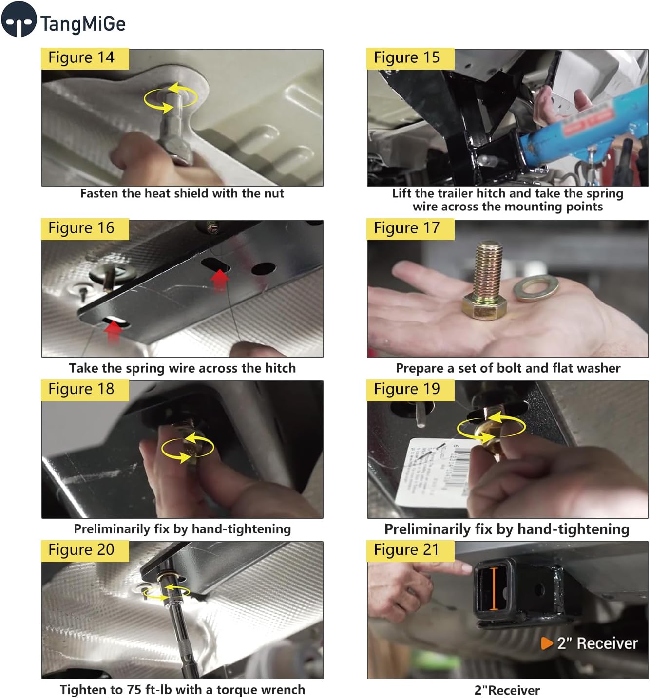 TangMiGe Class 3 Trailer Hitch, 2-Inch Receiver, Compatible with Ford Explorer and Lincoln Aviator 2020 2021 2022 2023 2024, Bright Black Color