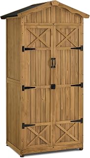 Macrout Outdoor Storage Cabinet with Shelves, Wooden Shed, Lockable 1165