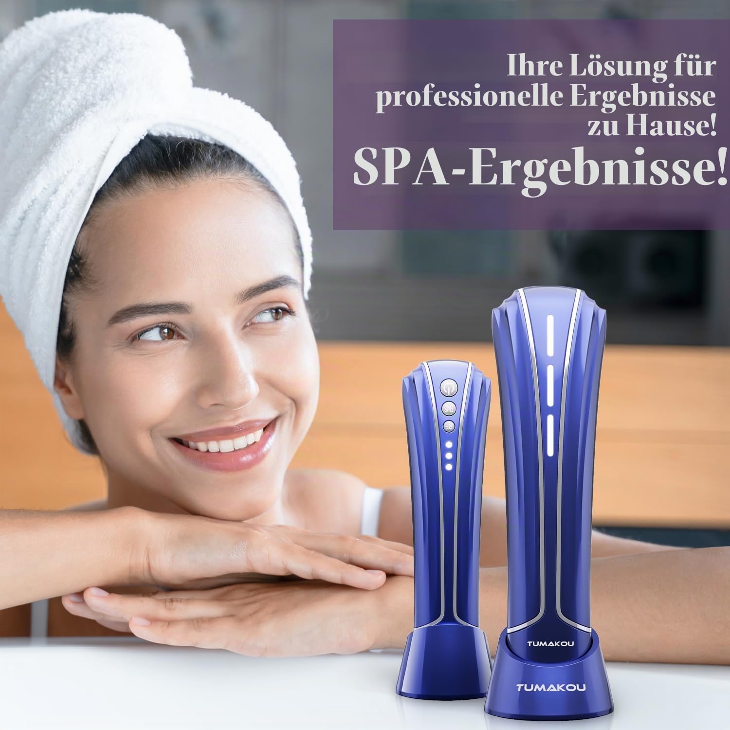 Radiofrequenz Gerät Gesicht - TUMAKOU 4 in 1 EMS Microcurrent Facial Device | Blau Red Light Therapy Face - Mikrostrom Gerät Gesicht- Gesichtsmassagegerät Gegen Falten für Anti-Aging,Face Lifting
