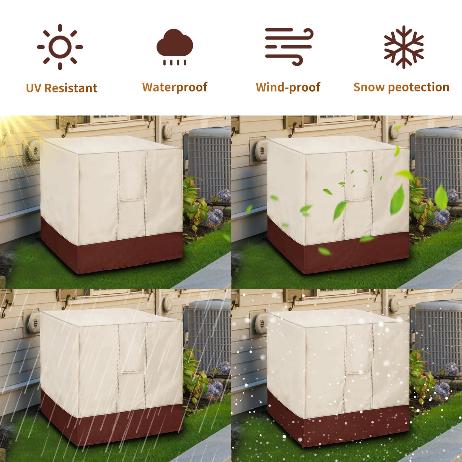 HAMLER Klimaanlagenabdeckung Für Außengeräte – Wasserdicht & Winddicht, Bis 101x101x121 Cm