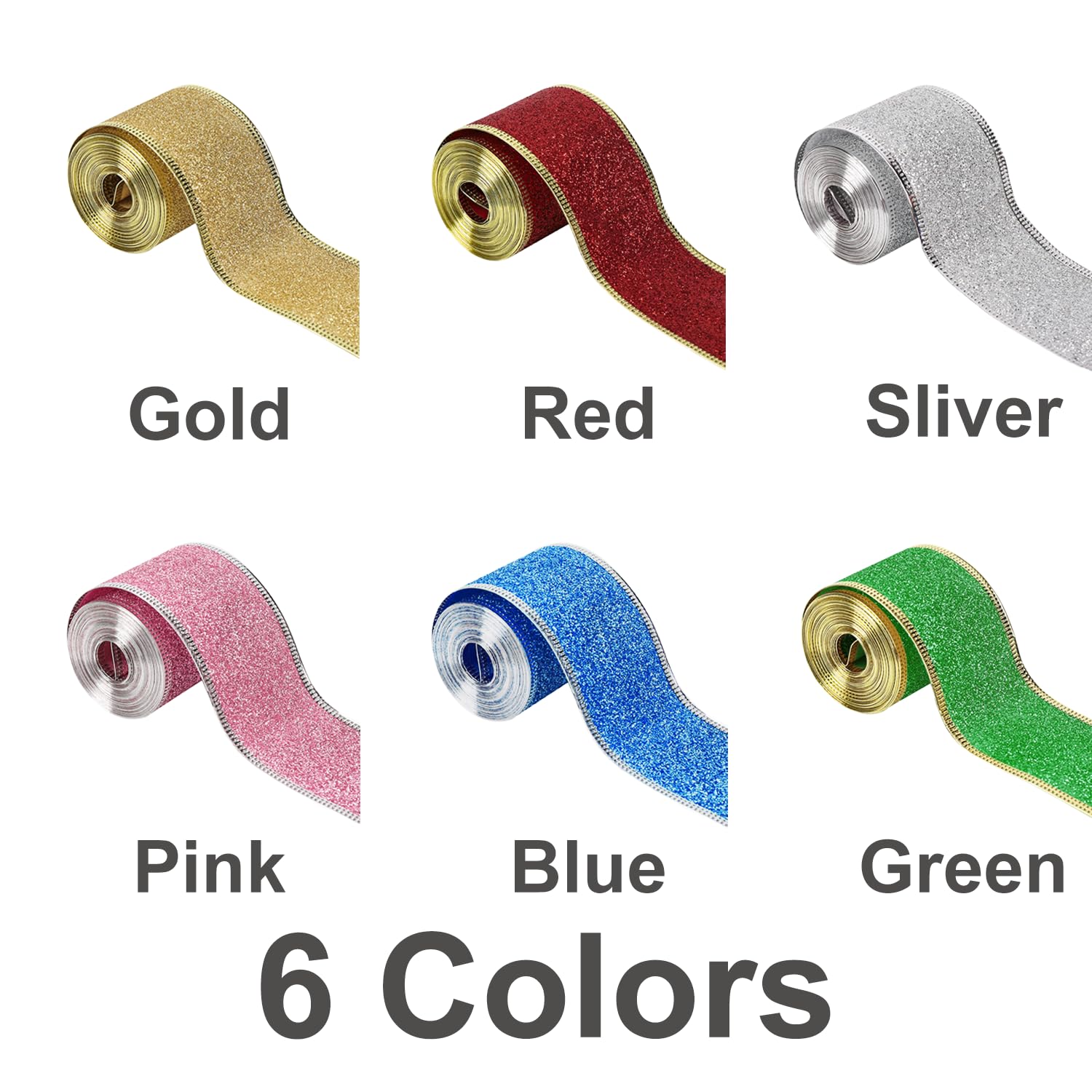 Goldband, Weihnachtsband, 5,1 cm, Metallicband, dick, goldfarben, glitzernd, Festival-Dekoration, Raumdekoration, Heimdekoration, Bürodekoration, Weihnachtsdekoration, Rot, 20 Meter