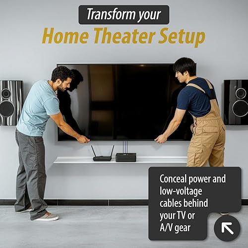 Miniatura 2 de DataComm Electronics 50-3331-WH-KIT, juego organizador de cable de TV, panel plano (pequeño) Kit organizador con solución de poder aumento de dos