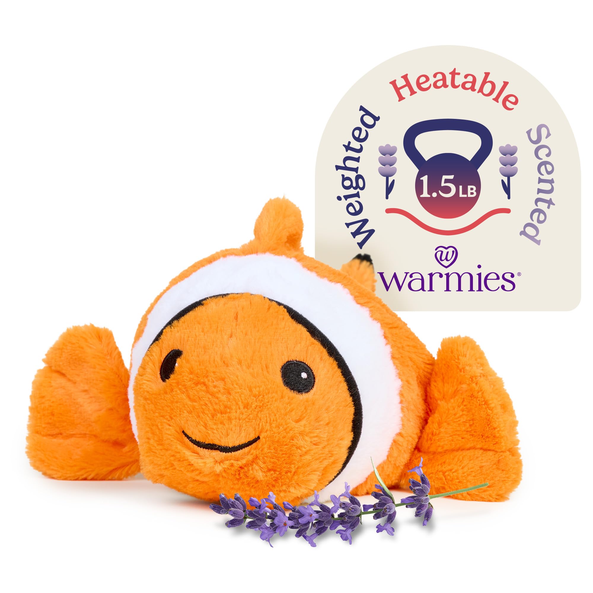 warmies Microwavable Weighted Stuffed Animals Clown Fish - Heated Stuffed Animal Plushie for Warmth Comfort - Cute Soft