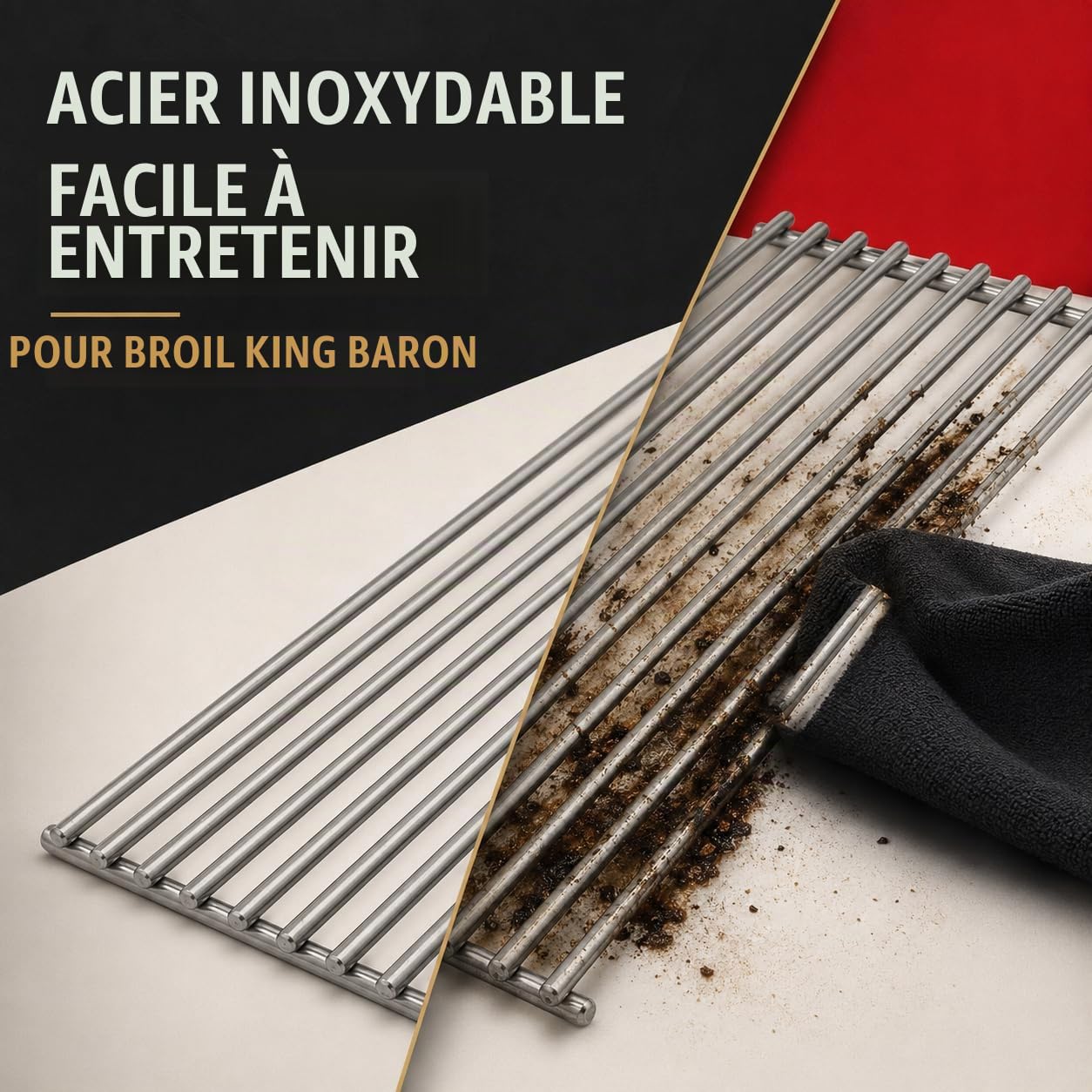 Grillfürst Grille de Cuisson en Acier Inoxydable - Grille de Cuisson Facile à Entretenir avec entretoises de 8 mm d'épaisseur - Remplacement Format 43,6 x 15,9 cm - Grille de Barbecue