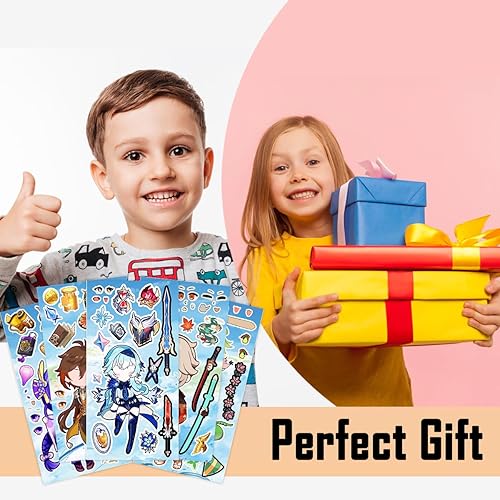 Miniatura 6 de AnanoSTORE 5 hojas de calcomanías de dibujos animados Make Your Own Halloween Game Make a Face Decal vinilo impermeable Navidad para niños,