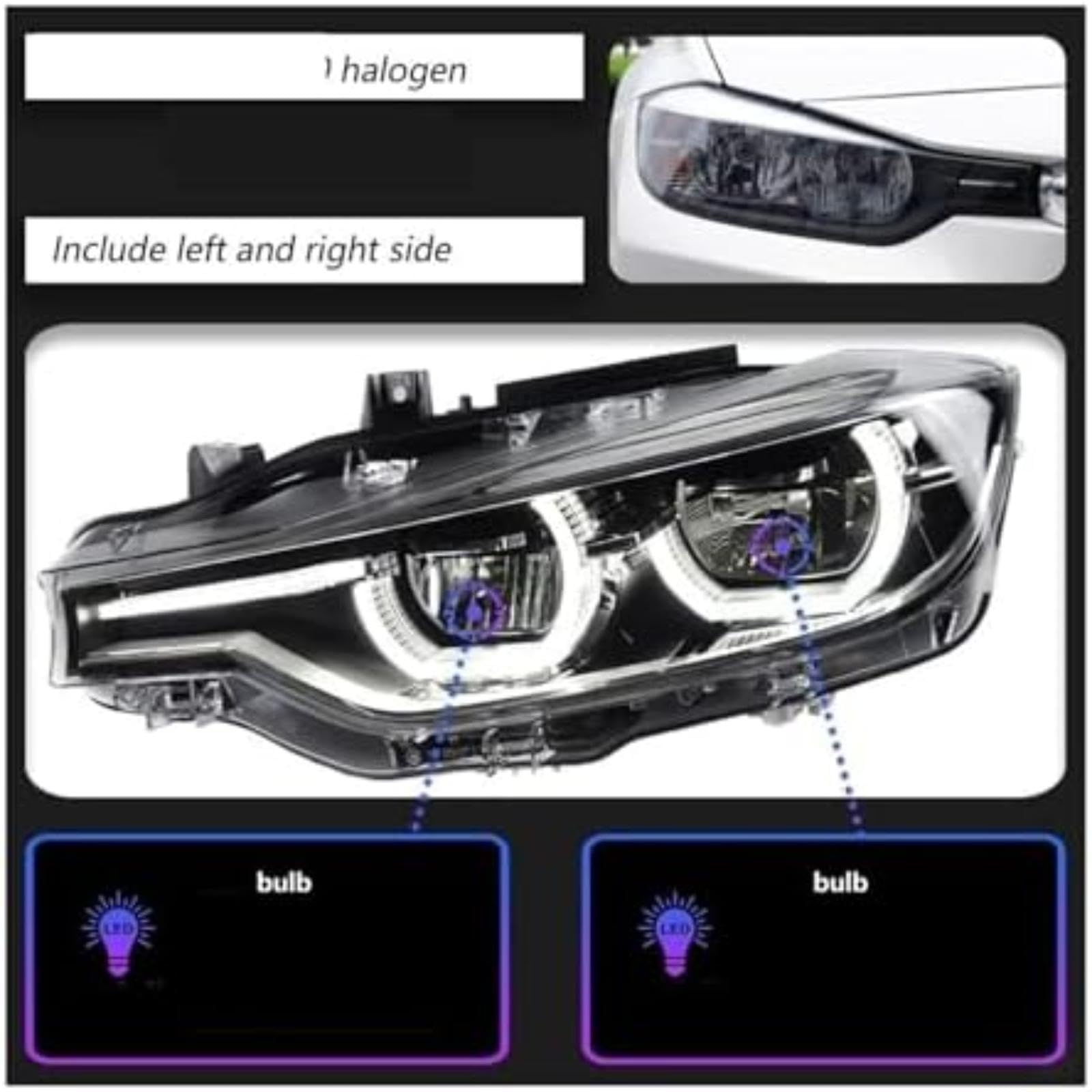 Dla BMW F30 F35 320I 318I 325I 2013-2015 przednia lampa samochodowa reflektory reflektor Drl przednie lampy samochodowe reflektor włączony kierunkowskaz Lampka sygnalizacyjna w (BLACK)