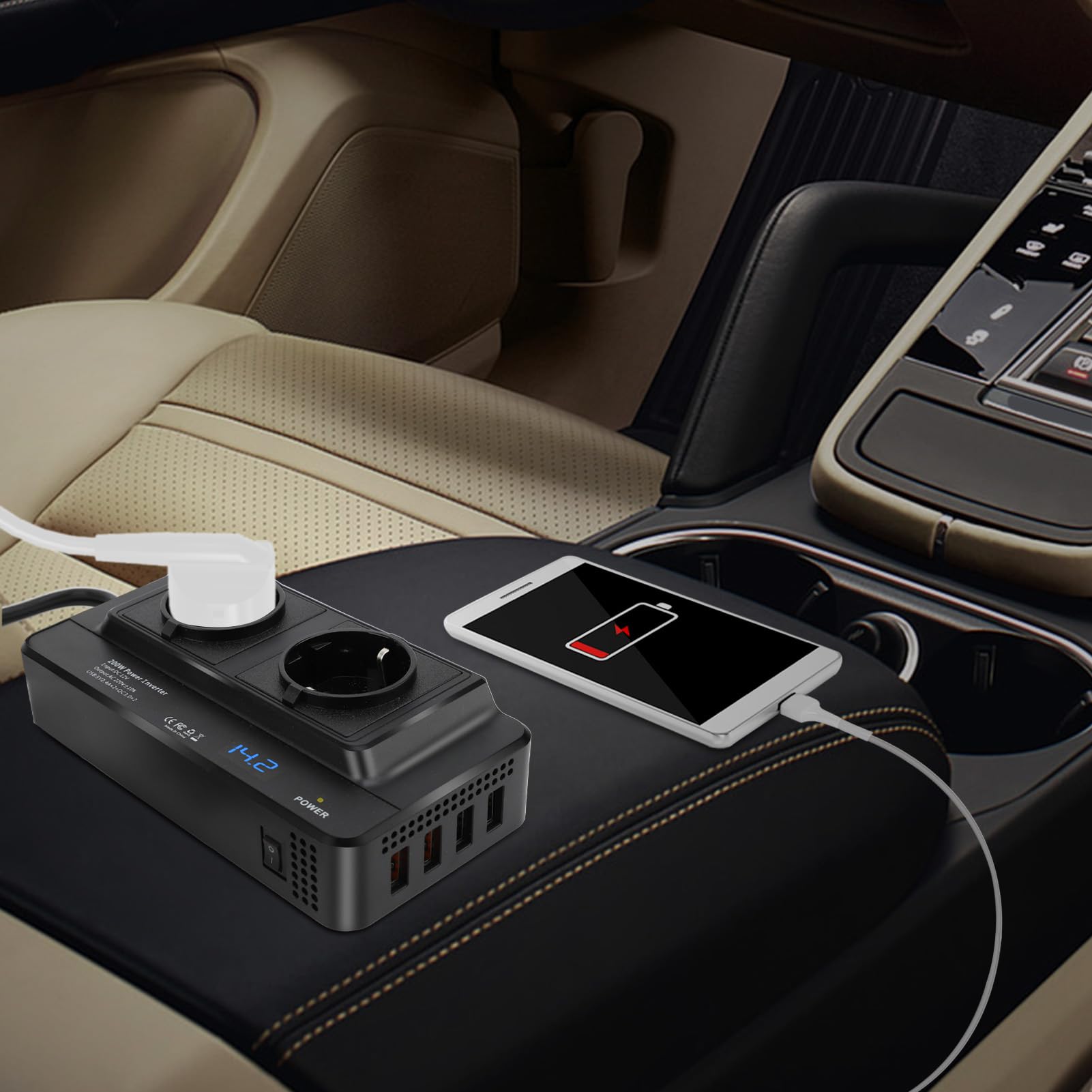 200w Inverter 12v 220v Convertitore di Alimentazione per Auto con 4 Porte