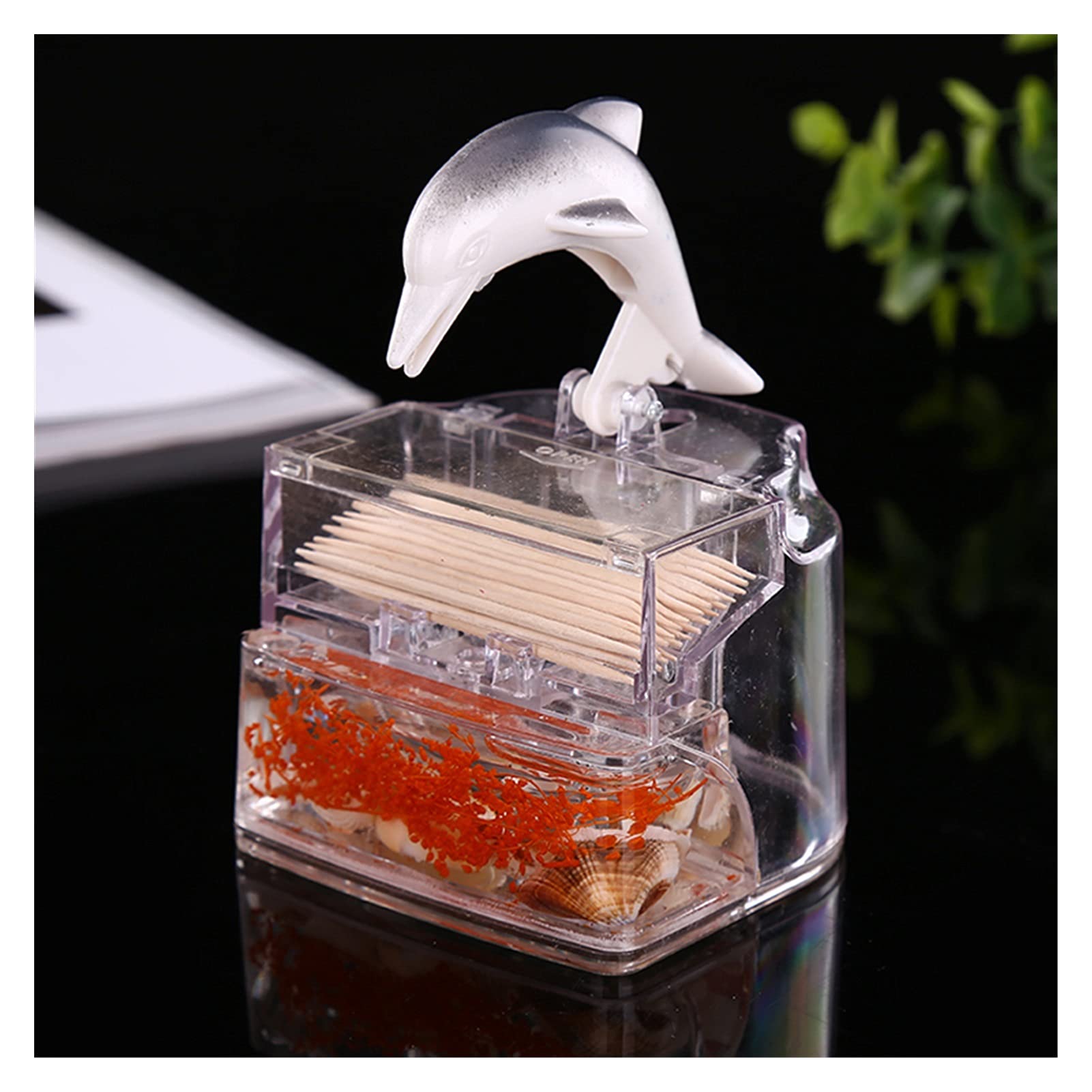 GHKsdgET toothpick holder, Cute Cartoon Transparent Toothpick Holder Tooth Pick Dispenser Kitchen Accessories