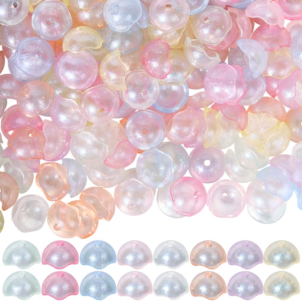 200 perles méduse en acrylique transparent pour création de bijoux