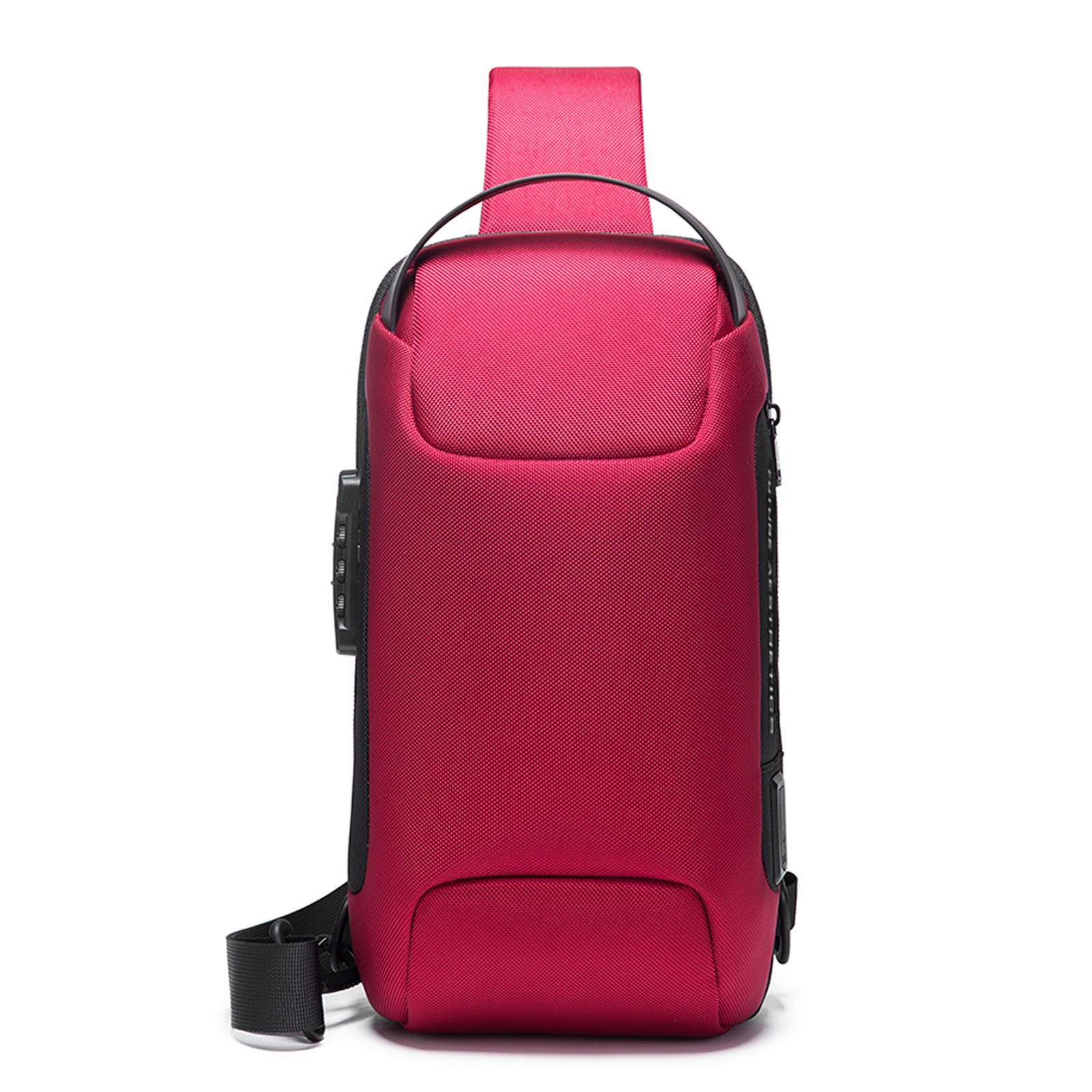 Fandare Men's Red Anti Theft Sling Bag Wo, Chest Crossbody Bags With Usb Charging Port, Chest Bag, Waterproof Crossbody Shoulder Bag Sling Backpack For Hiking Cycling Running Travel